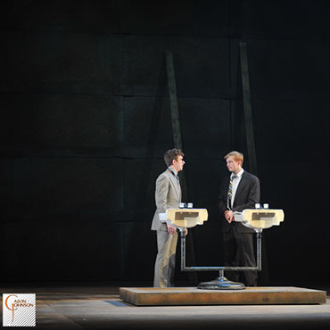 A performance of "Angels In America" at Carnegie Mellon. Louis Ironson and Joe Pitt Meet in the Bathroom.