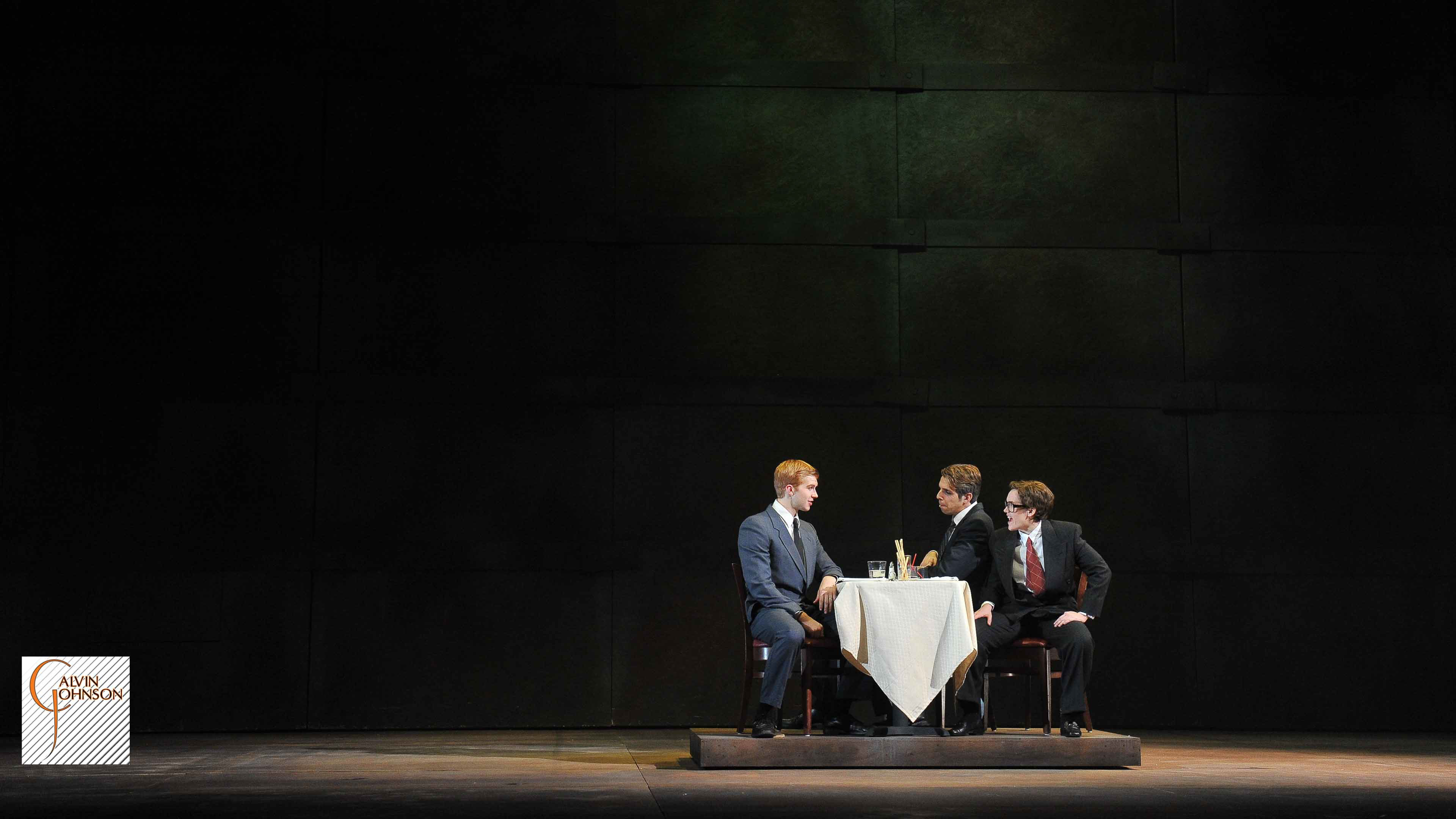 A performance of "Angels In America" at Carnegie Mellon. Joe Pitt and Roy Cohn meet for dinner around a table.