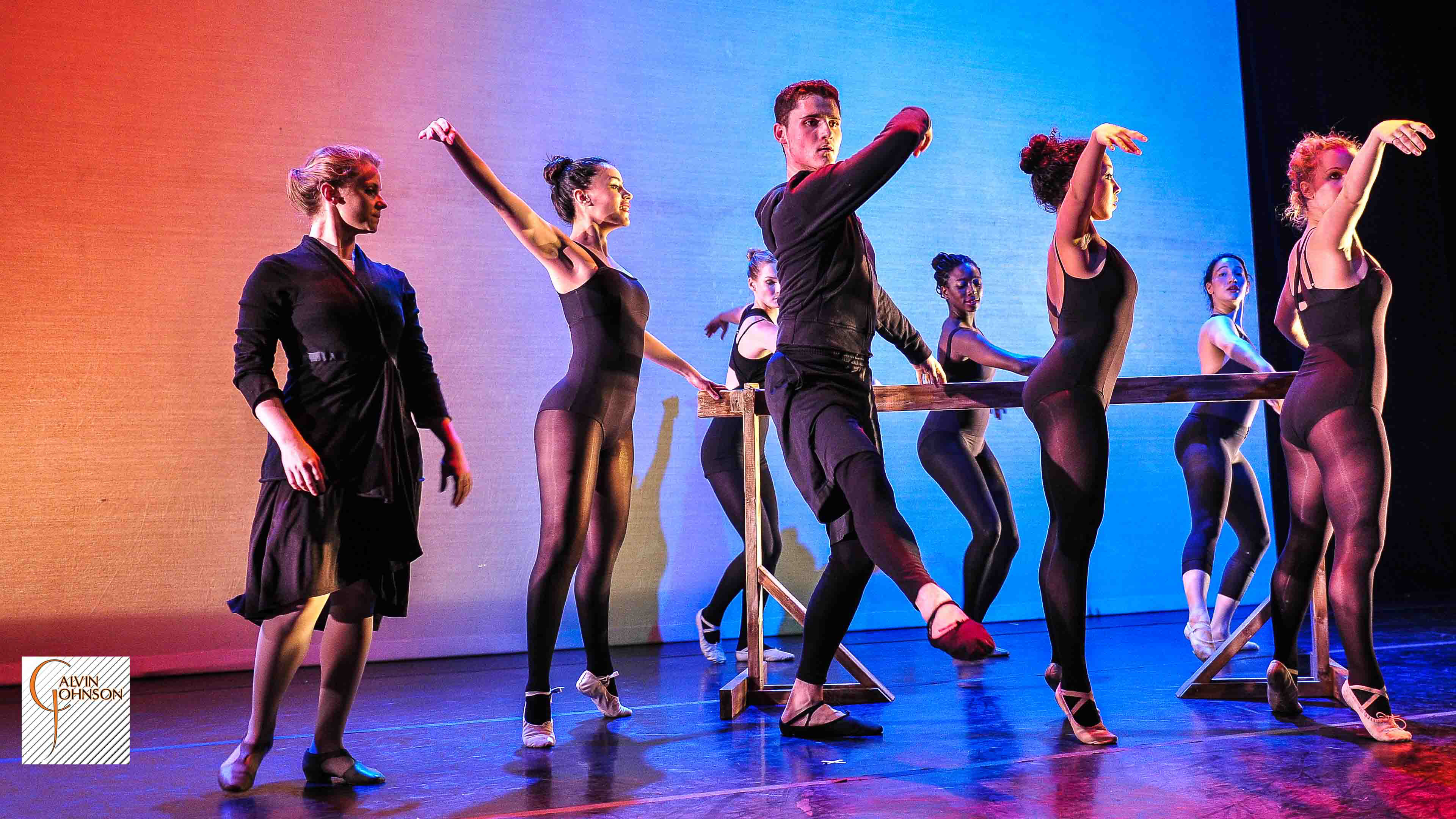 Dance performance at Carnegie Mellon University school of Drama were a male dancer intrudes upon a ballet class of female dancers.