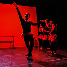Dance performance at Carnegie Mellon University school of Drama were a male dancer intrudes upon a ballet class of female dancers.