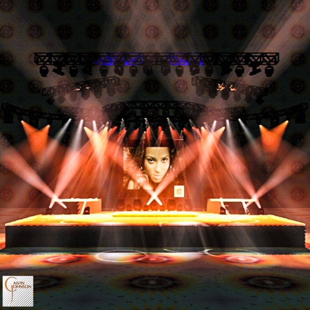 A 3D Representation of a concert set and lighting design for singer Ciara.