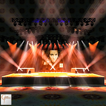 A 3D Representation of a concert set and lighting design for singer Ciara.
