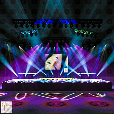 A 3D Representation of a concert set and lighting design for singer Ciara.