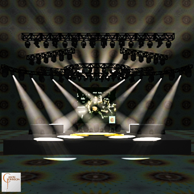 A 3D Representation of a concert set and lighting design for singer Ciara.
