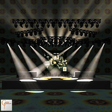 A 3D Representation of a concert set and lighting design for singer Ciara.