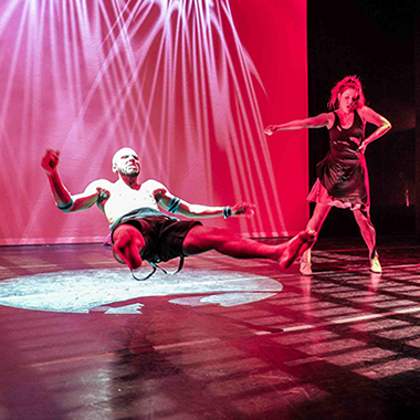 Dance performance at Carnegie Mellon University school of Drama were a male dancer is lured by a female dancer into her trap.