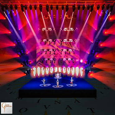 A 3D Representation of a concert set and lighting design for the band Foo Fighters.