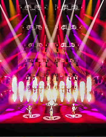 A 3D Representation of a concert set and lighting design for the band Foo Fighters.