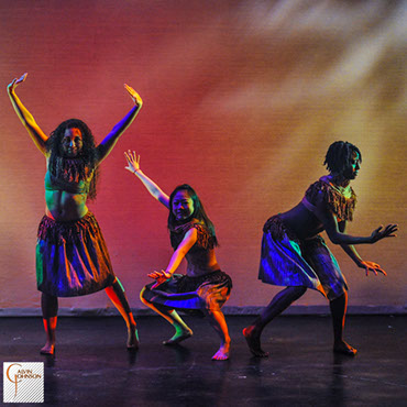Dance performance at Carnegie Mellon University School of Drama were male and female dancers reenact the tribal dances of Africa.