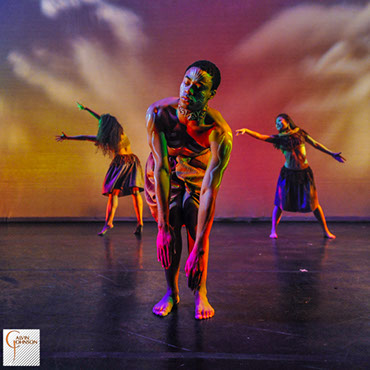 Dance performance at Carnegie Mellon University School of Drama were male and female dancers reenact the tribal dances of Africa.